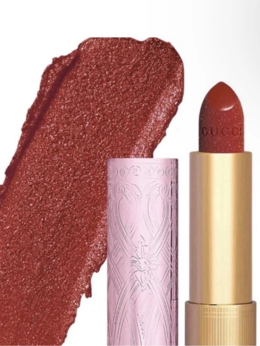 Gucci Limited Edition Lip Colour 505 Janet Rust Sparkling Lipstick NWT